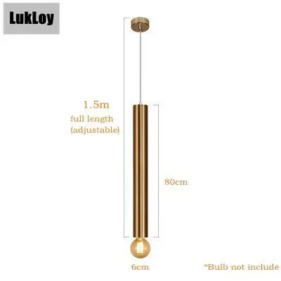 Tube 80cm x 6cm Диаметр 6 см Золотой светодиодный подвесной светильник современная кухонная лампа столовая Бар Магазин счетчиков труба подвеска вниз трубка офис точечный свет - Цвет корпуса: Tube 80cm x 6cm
