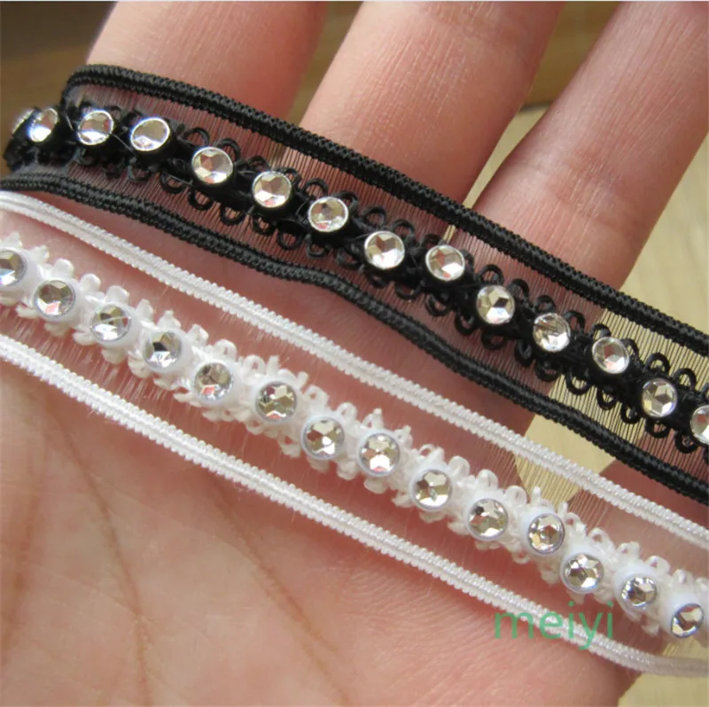 5 ярдов 13 мм винтажная белая и Черная кружевная лента с алмазной вышивкой ткань