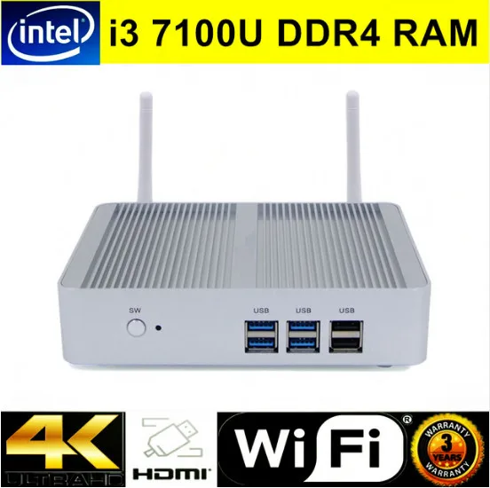 Мини ПК Windows 10 Max 16 ГБ DDR4 Nuc Intel Core i3 7100U 2 4 ГГц HTPC Kodi Linux Безвентиляторный настольный