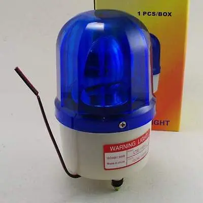 

12VDC Blue Rotating Beacon Warning Caution Light Lamp With Speaker Spiral Fixed