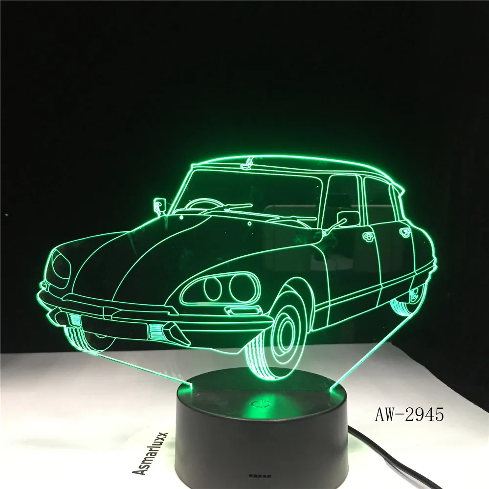 Акриловый спортивный автомобиль дизайн 3d подарок лампа Led красочный сенсорный пульт дистанционного управления Usb 3d ночник 7 цветов Изменение детская лампа AW-2945