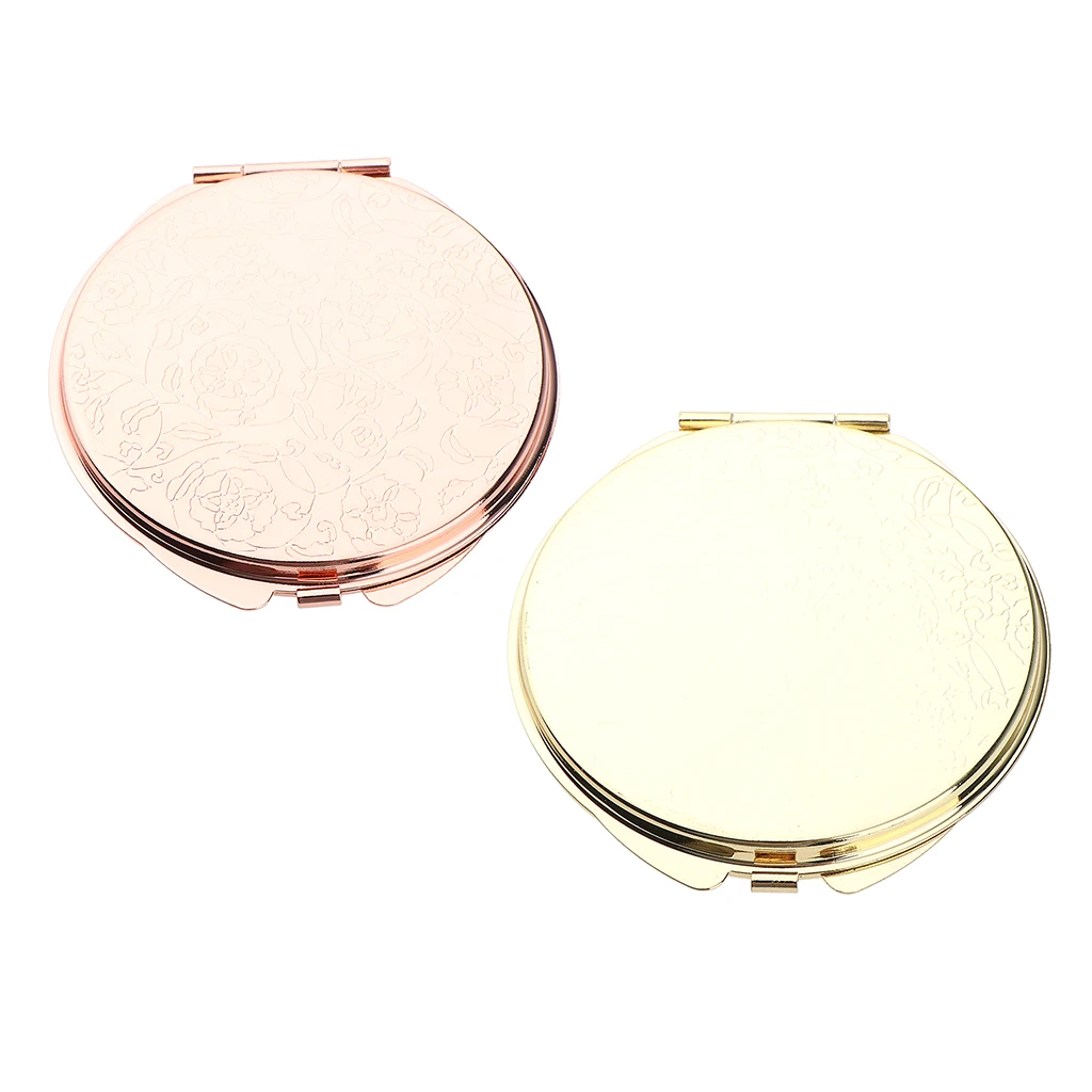 Foldable Makeup Mirrors Double-Sided Compact Cosmetic Travel Mirror Portable - Rose Golden