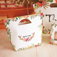 20pc 22x23cm large size happy dayflower take out bakery gfit bag candy baking cookie cake carry box party favor wedding shower
