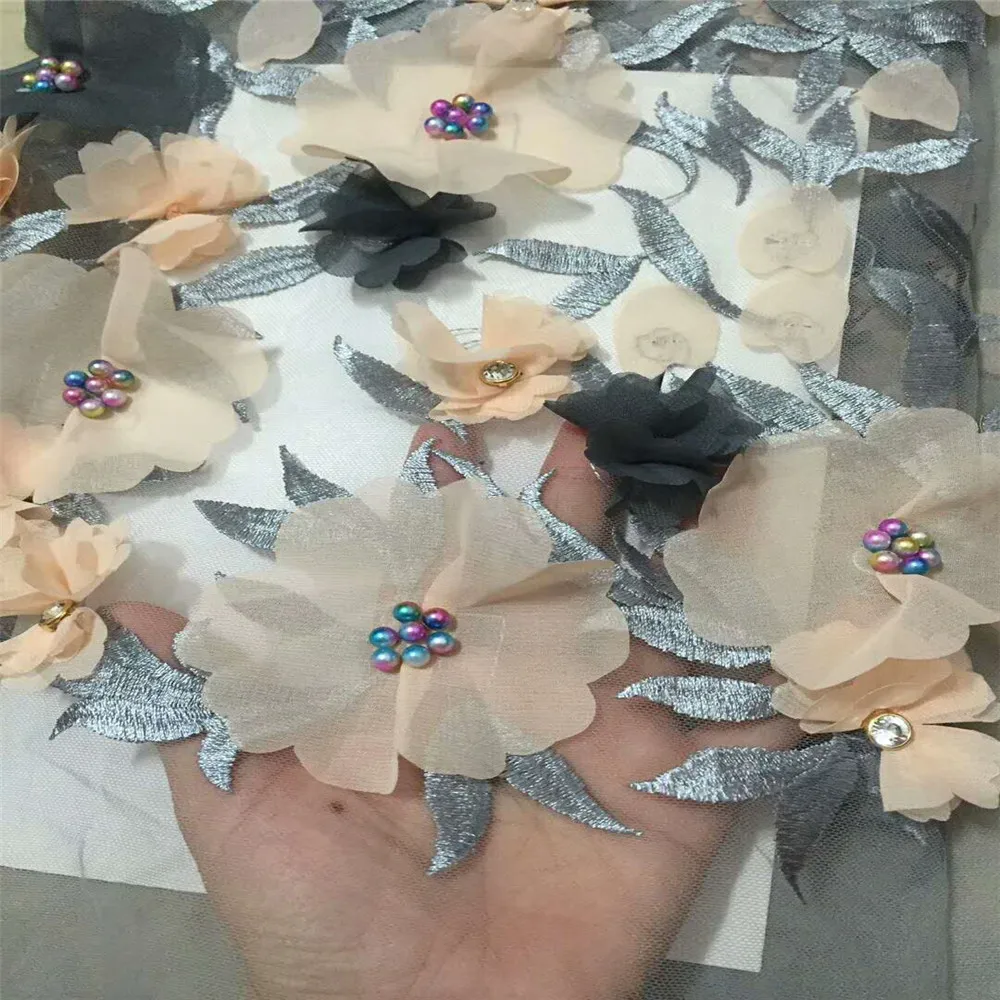 Итальянский Стиль 3d большой цветочный дизайн французский расшитый бисером