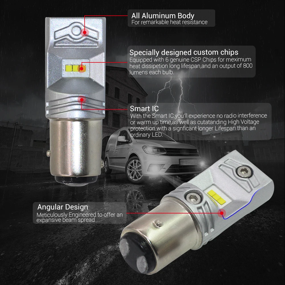 Cawanerl 1157 BAY15D 80 Вт 3200лм каждый комплект CSP Bead 6000 К белый 12 В автомобильная
