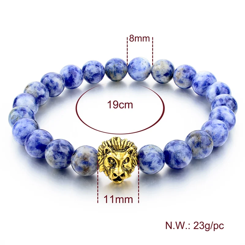 Длинные бусы браслет из натурального камня золотистого цвета Лев веревка