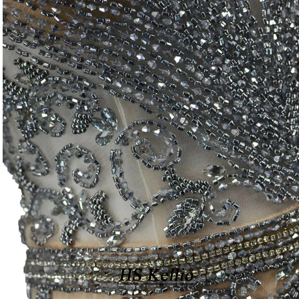 

Top Fashion Beaded Dresses Evening Long Silver Mermaid Floor Length HS Kellio