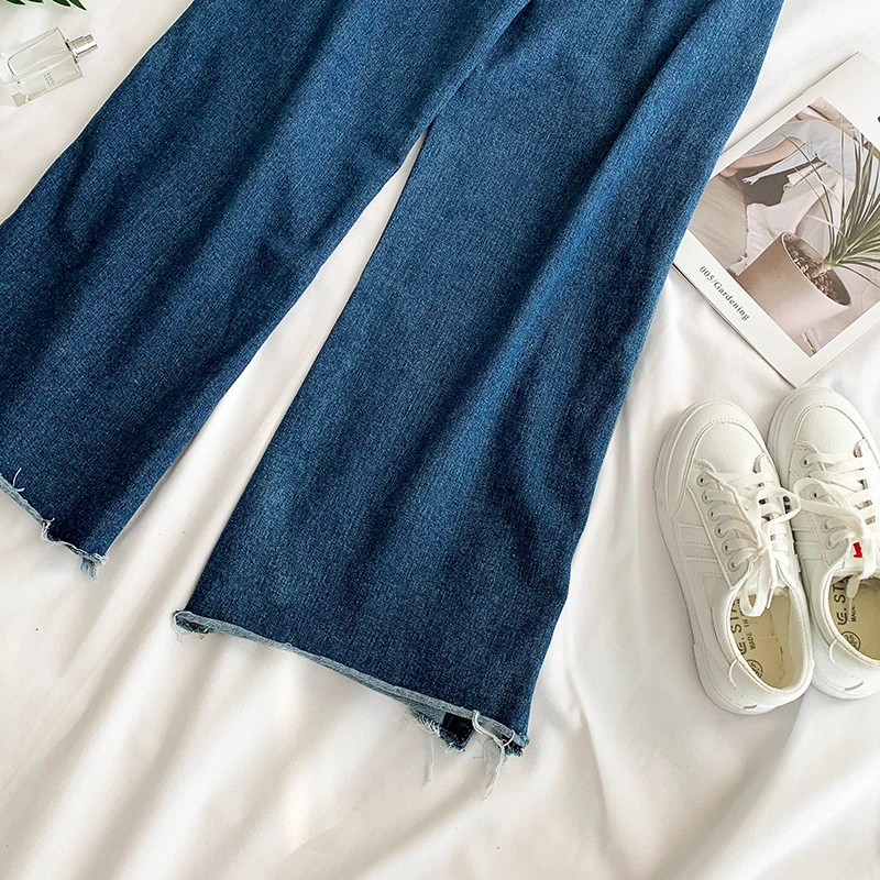 2019 новые модные женские брюки для похудения Высокая талия разделение широкие