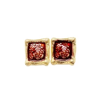square sweet red flower enamel elegant popular earrings for women