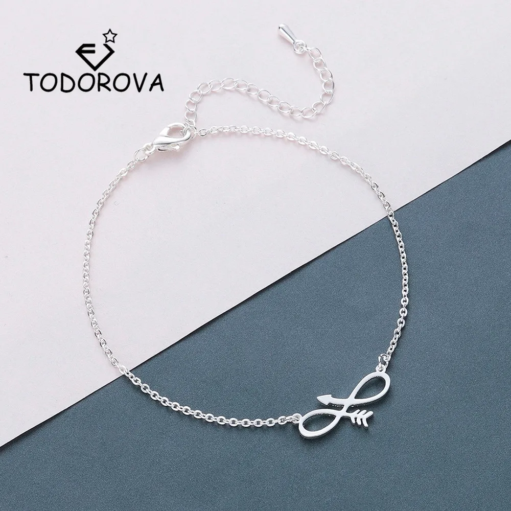 

Todorova Stainless Steel Women Bracelets Rose Gold Adjustable Infinity with Arrow Charm Bracelets Everyday Gifts for Men