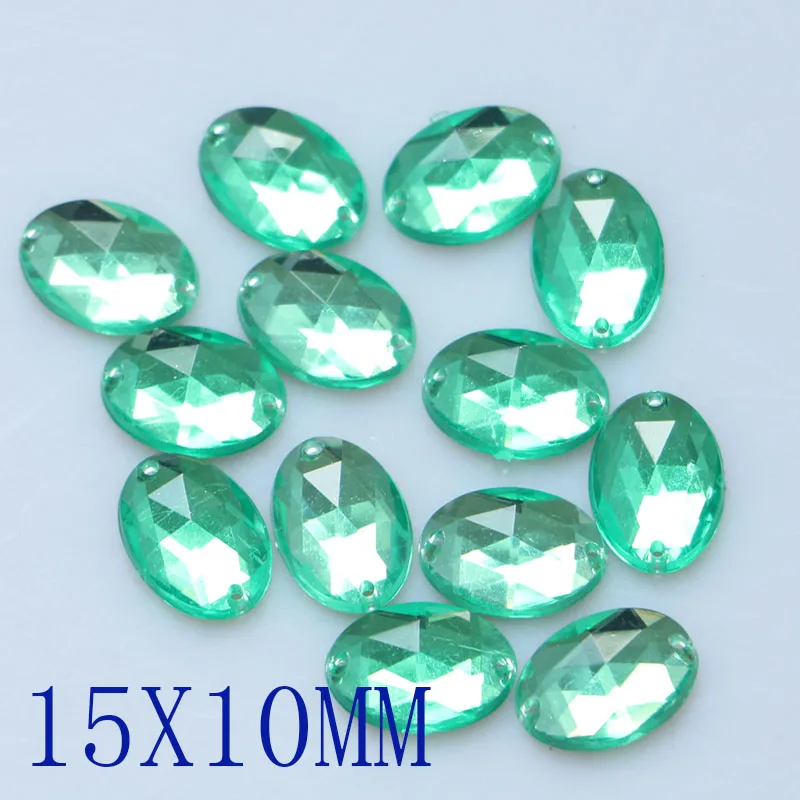 15X10MM green 50 шт 10 мм Стразы пришивные акриловые с плоской задней стороны Стразы «лошадиный глаз» хрустальные камни для одежды платье ремесла DIY - Цвет: 15X10MM green