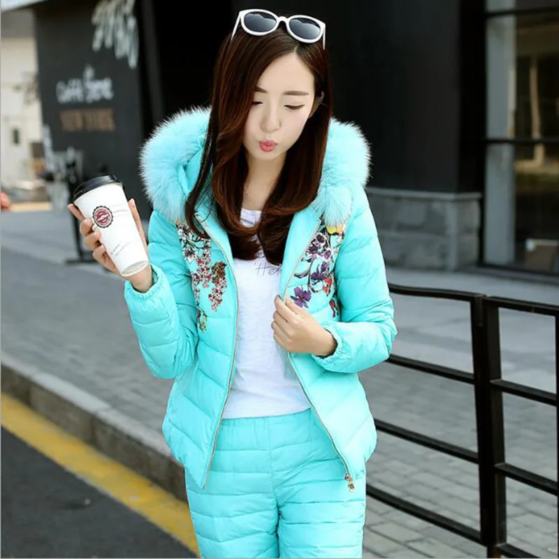 Зимний костюм из двух предметов новое хлопковое пальто с принтом + хлопковые