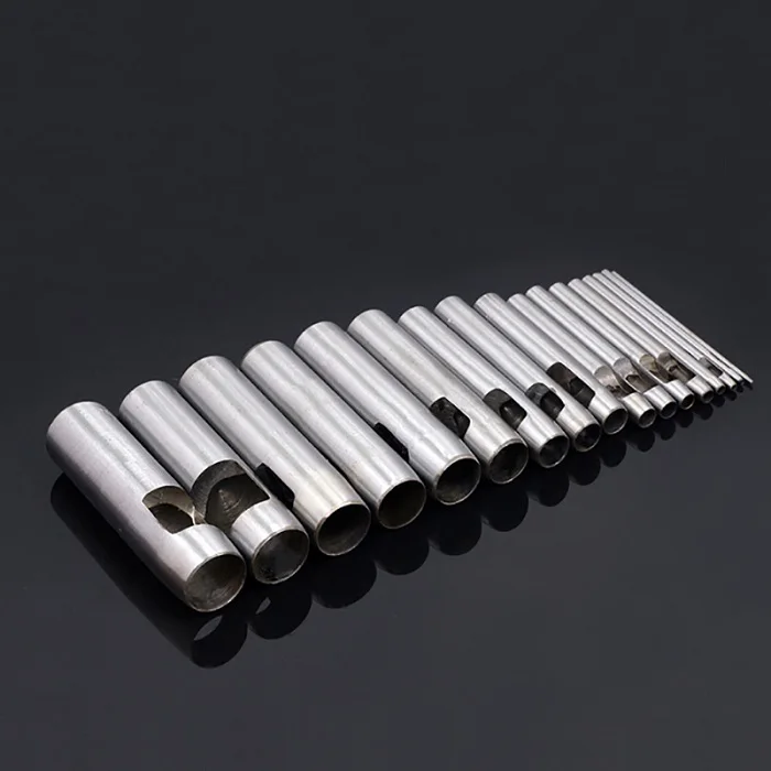 Светло-серый Набор круглых дырокол, 17 шт., инструменты для выбора кожи, кожевенный дырокол, набор для рукоделия, дырокол, ремень, 0,5-15 мм - Цвет: Светло-серый