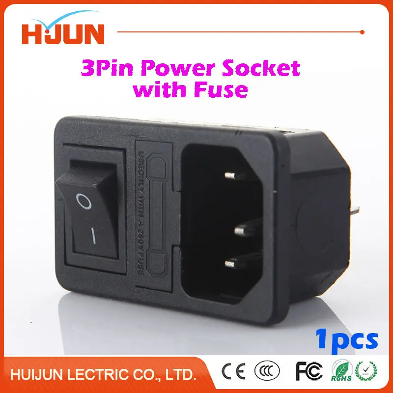 

1Pcs High Quality Power Rocker Switch IEC 3 Pin 320 C14 Inlet Power Sockets Switch Connector Plug 10A 250V