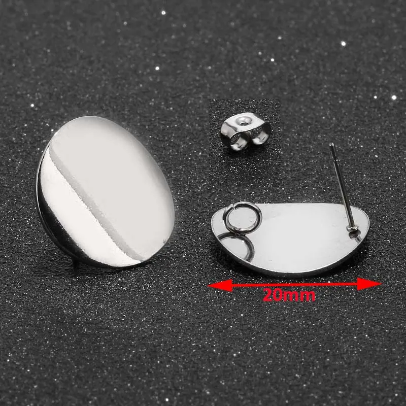 Blank Round Silver Полые круглые серьга кольцо столбы из нержавеющей стали золото тон изогнутые серьги делая разъемы для сережек дизайнеров - Цвет: Blank Round Silver