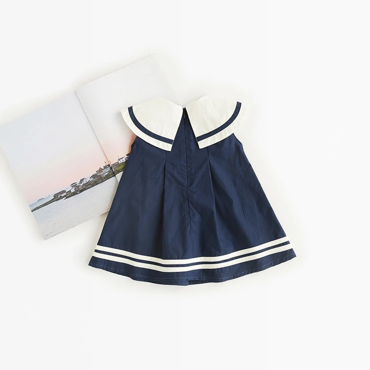 Celveroso summer baby girl Dress Cotton Bow Baby Rompers for girls Kids Navy Overall Bebes Sailor Style ctue dress | Детская одежда и