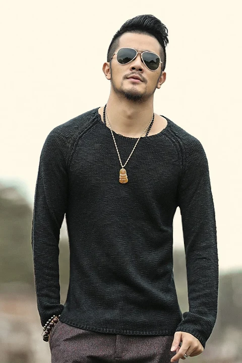 Мужчины о-образным вырезом кашемировый свитер из шерсти смешанные пуловеры