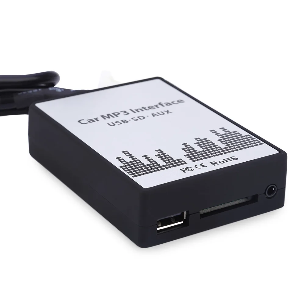 Авто 3 5 мм AUX адаптер 2*6 P автомобиля MP3 Интерфейс DC 12 V USB SD Дата-кабель аудио