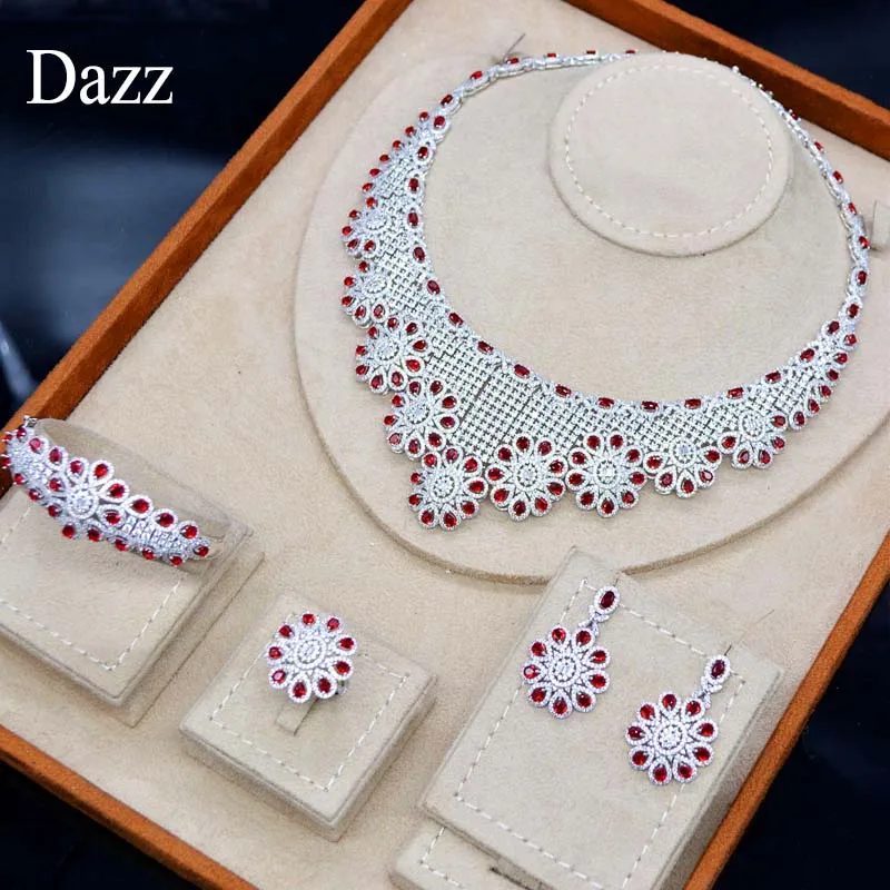 Женский свадебный комплект ювелирных изделий Dazz золотистые Свадебные украшения
