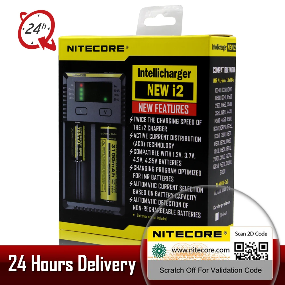Бренд Nitecore D4 D2 I4 I2 Digi зарядное устройство lcd интеллектуальная схема Li-Ion для 26650 18650 16340 14500 AAA автомобильное зарядное устройство