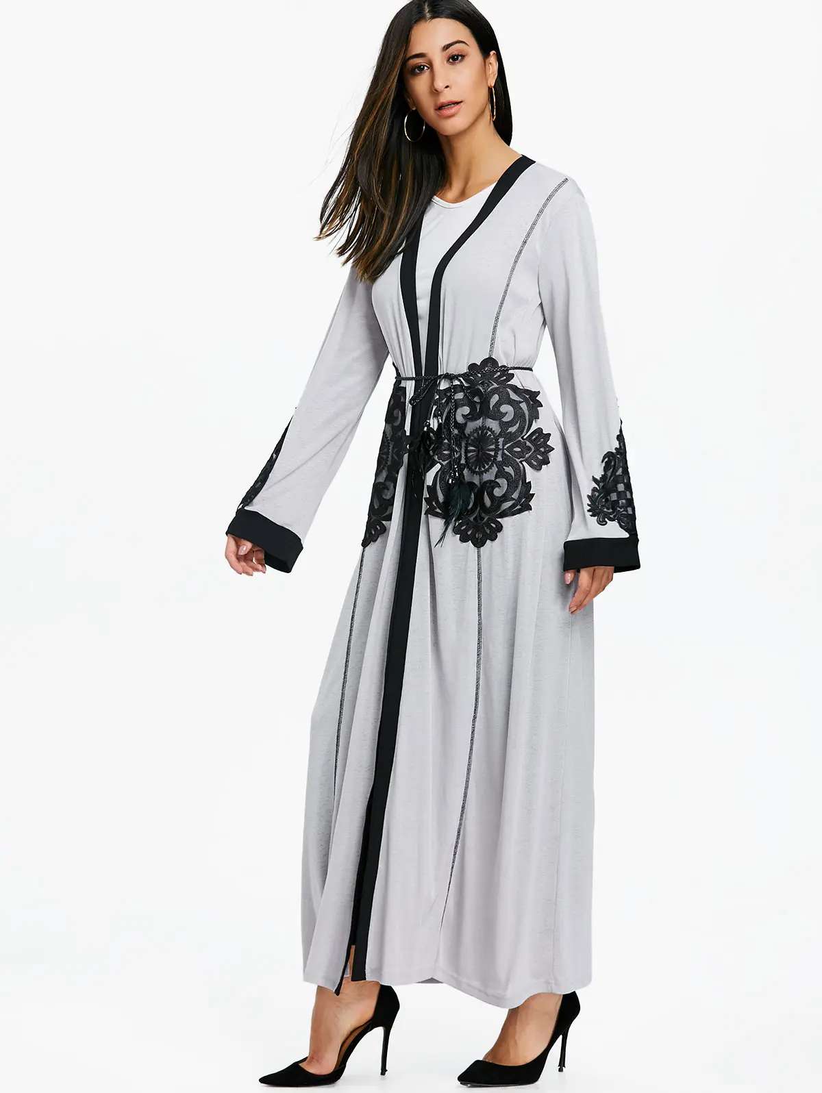 Женское длинное пальто VESTLINDA повседневный Тренч с кружевной вставкой спереди
