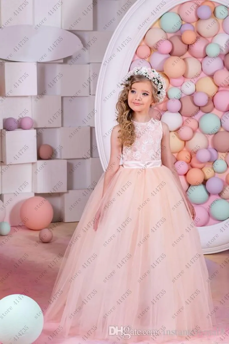 

2019 Cute flower girl dresses for weddings lace vestido primera comunion 2-14 ball gowns for girls