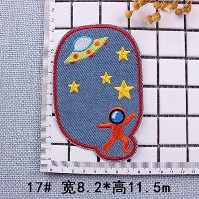 1 pc 1 шт., джинсы с героями мультфильмов «сделай сам», нашивки с железом на джинсовой ткани, Вышитое шитье, ремонт, заплатки на коленях для детей/детская джинсовая одежда - Color: 1 pc