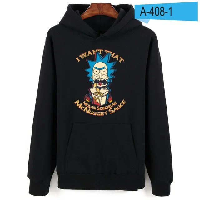 black Рик и Морти Harajuku мультфильм Толстовка для мужчин/женщин осень зима пуловер куртка толстовки уличная одежда с мотивами из аниме спортивный костюм размера плюс - Цвет: black
