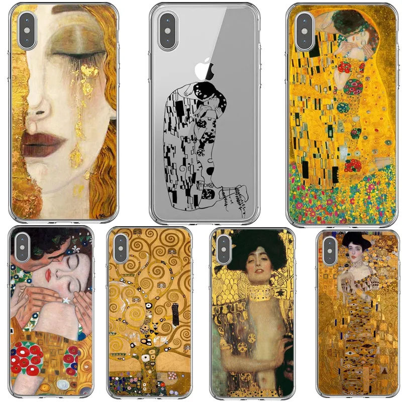 Дизайнерский Мягкий силиконовый чехол Kiss by Gustav Klimt для телефона iPhone 12 Pro SE 6s 7 8 Plus X