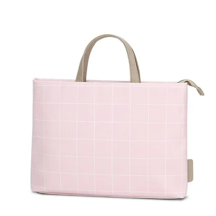 Pink-plaid Водонепроницаемая сумка для ноутбука из искусственной кожи, женская и мужская сумка через плечо, Портативная сумка для ноутбука 12 13,3 14 15 15,4 15,6 дюймов, высокое качество - Цвет: Pink-plaid