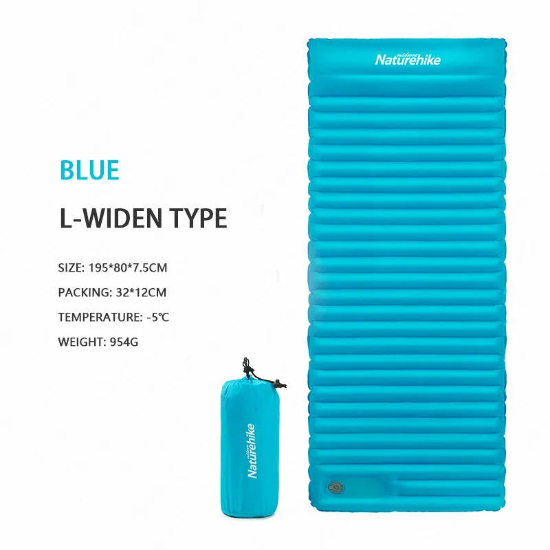 Blue-L Naturehike надувная кровать 7,5 см утолщенный походный коврик с подушкой легкий открытый тент спальный коврик надувной матрас NH18Q001-D - Цвет: Blue-L