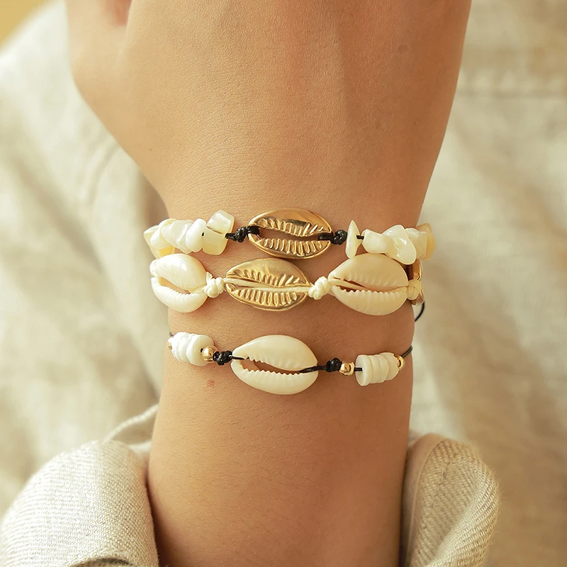 3 шт. Набор браслетов ручной работы плетеный браслет из веревки ракушка необычный