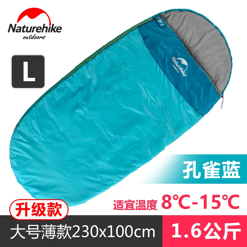 Blue L thin style Naturehike взрослых Открытый отдых Крытый утолщаются теплый портативный один спальный мешок для 4 сезона весна, лето, осень и зима - Цвет: Blue L thin style