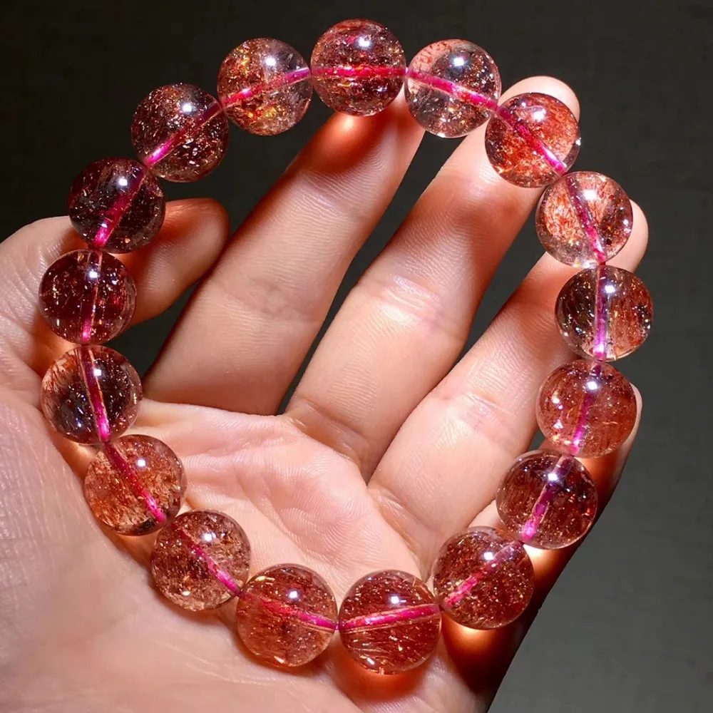 Подлинная натуральная Lepidocrocite кварц 13 мм красный супер семь прозрачный круглый