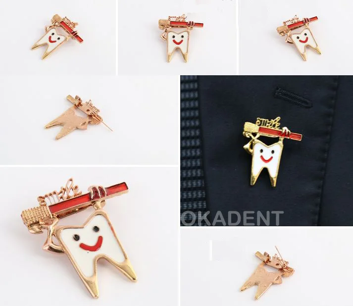 Зубной значок подарок стоматологической клиники металлический зубчатый в форме