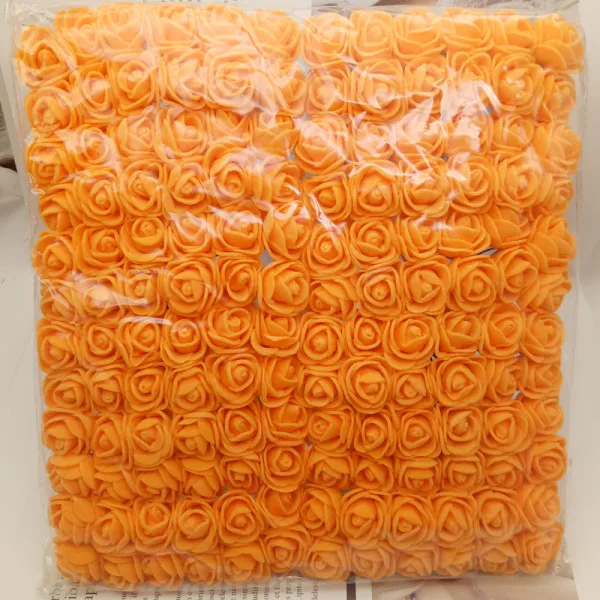 orange 144 ps 2 см мини пена Искусственный цветок розы Букет Многоцветный Роза свадебное украшение цветок Скрапбукинг искусственный цветок Роза - Цвет: orange