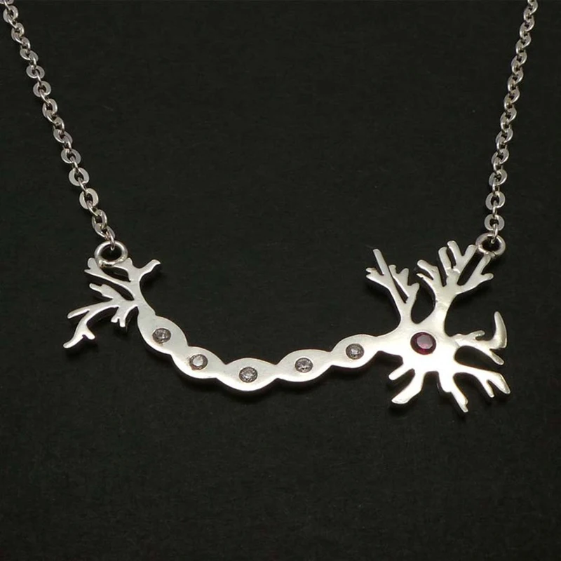 Silver Science Neuron Anatomy Necklace - Brain Neuroscience Cervello Collana teens teenager geek | Украшения и аксессуары