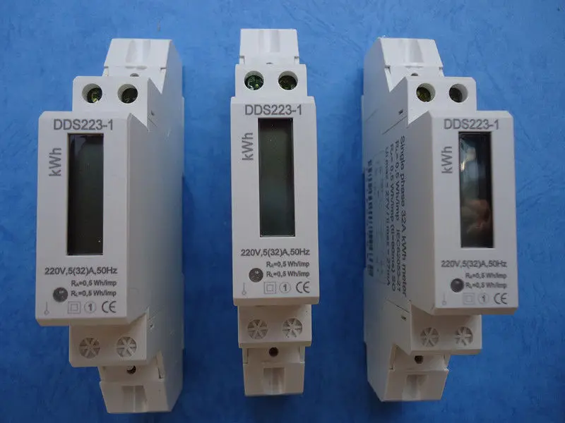 Цифровой ЖК-дисплей 230 В AC DIN Rail Электрический измеритель кг Ватт час кВтч DDS223 220 ЖК