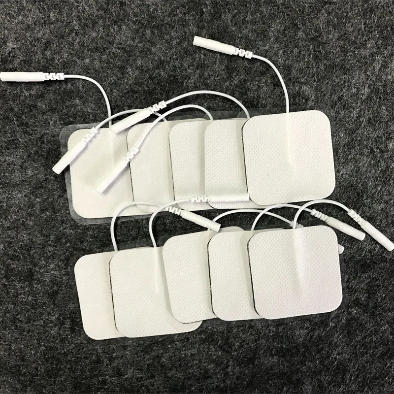 10 шт многоразовые электроды колодки для Tens EMS блок с 2 мм разъем для похудения Массаж Цифровая терапия машина Массажер 5x5 см