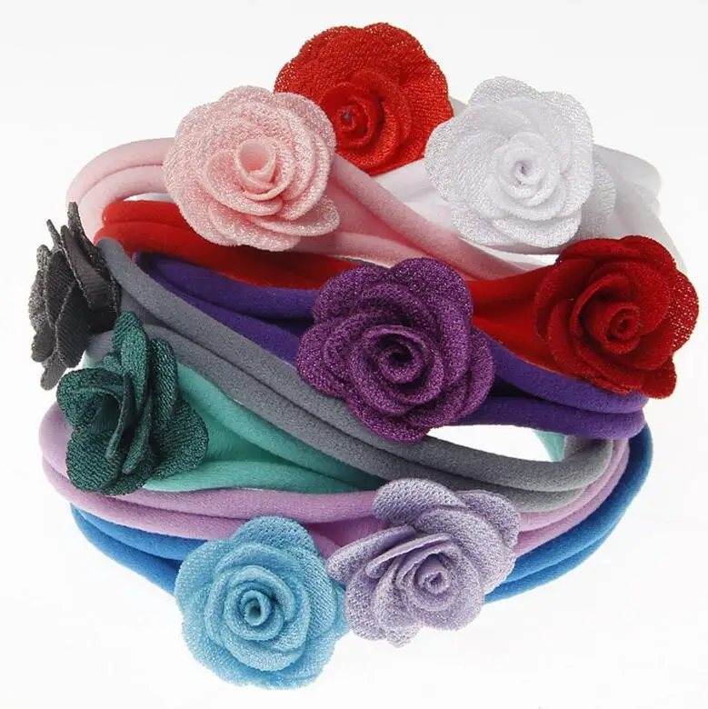 5 шт./лот тканевые цветочные повязки на голову для новорожденных детей