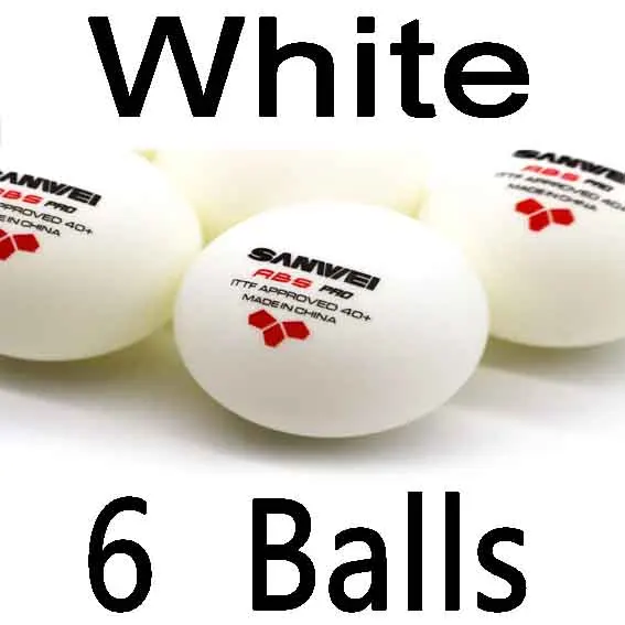 White 6 Balls ITTF Apprved SANWEI 3 звезды 40+ ABS PRO прошитый PP мяч для настольного тенниса/мяч для пинг-понга - Цвет: White 6 Balls