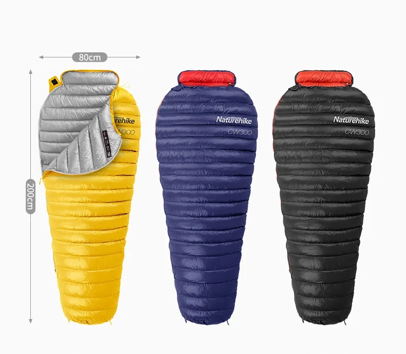 Naturehike CW300 Outdoor Camping Ultralight Mummy Goose Down Sleeping Bag Spring Autumn Winter Tent Light weight bags |