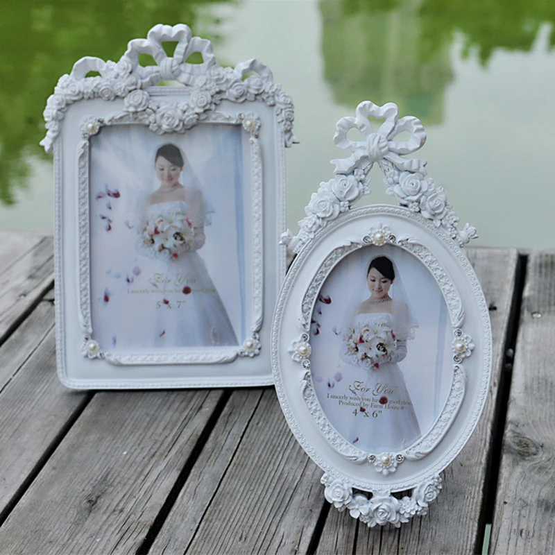 Европейская простая белая декоративная фоторамка с узлом бабочкой из смолы