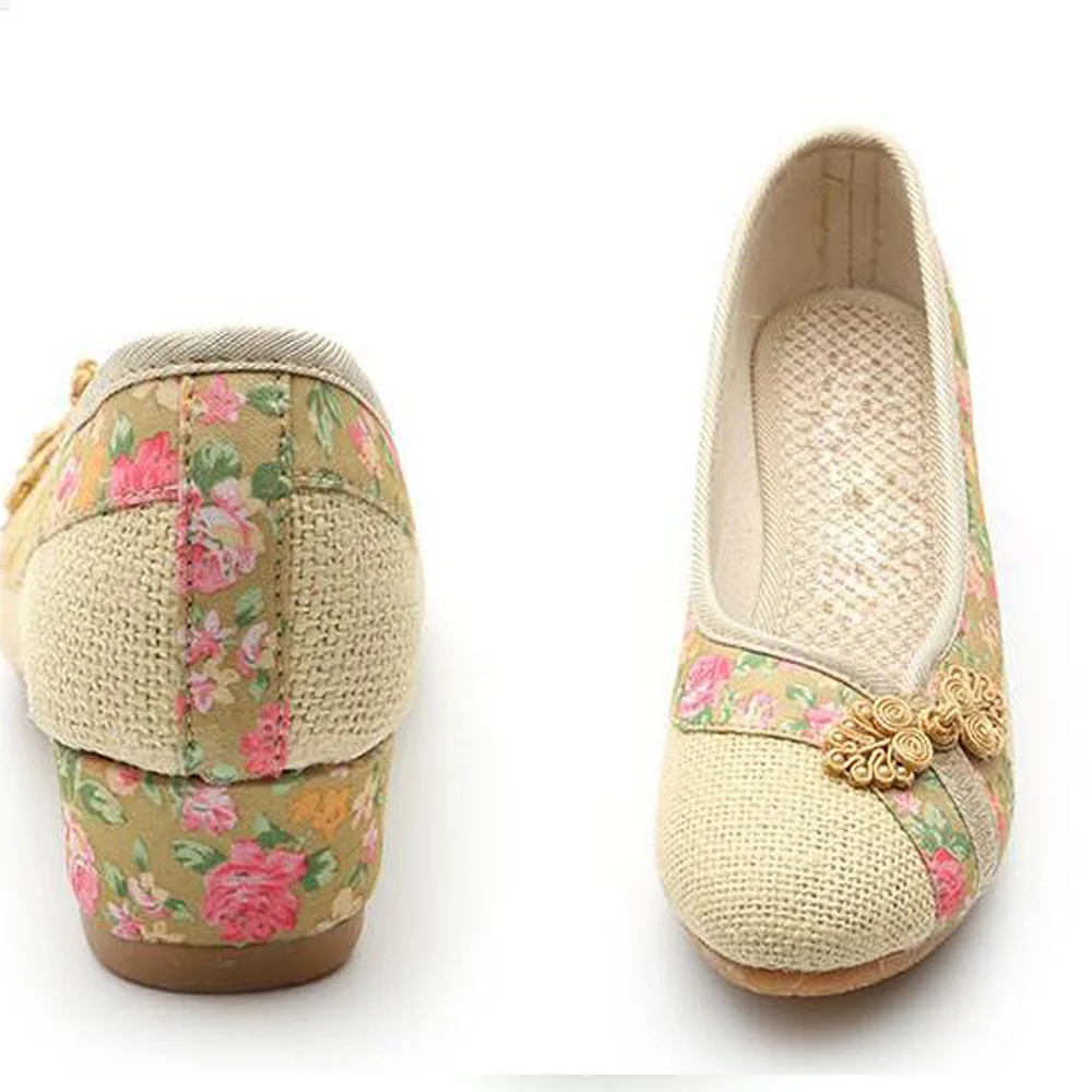 2021 New Women Red Flats Old Beijing Linen Single Shoes Chinese Wedding Bride Embroidery Shoes For Cheongsam Sapato Feminino