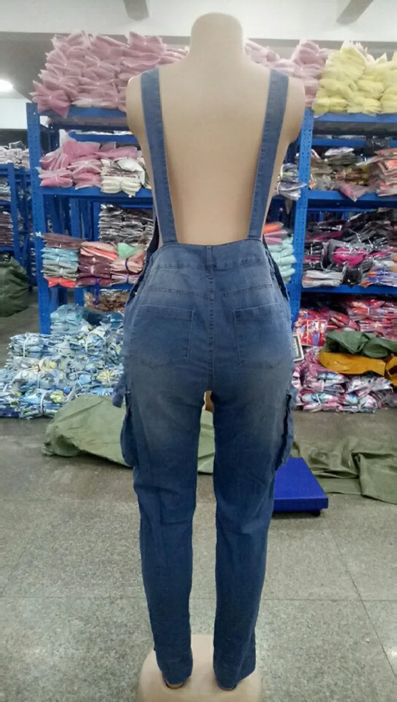 Женский джинсовый комбинезон Jump Suit 2019 летний модный женские Комбинезоны плюс