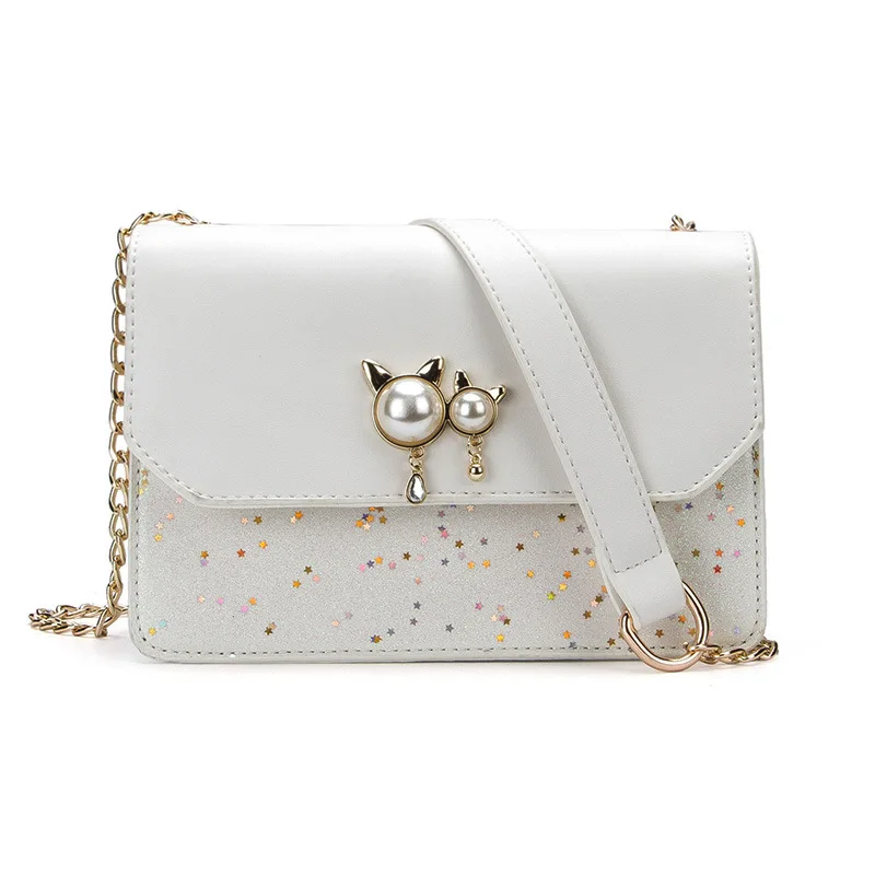 2018 New Arrival Autumn Small Flap Crossbody Bag PU Leather Pearl Panelled Women Shoulder Chain Patchwork Messenger | Багаж и сумки