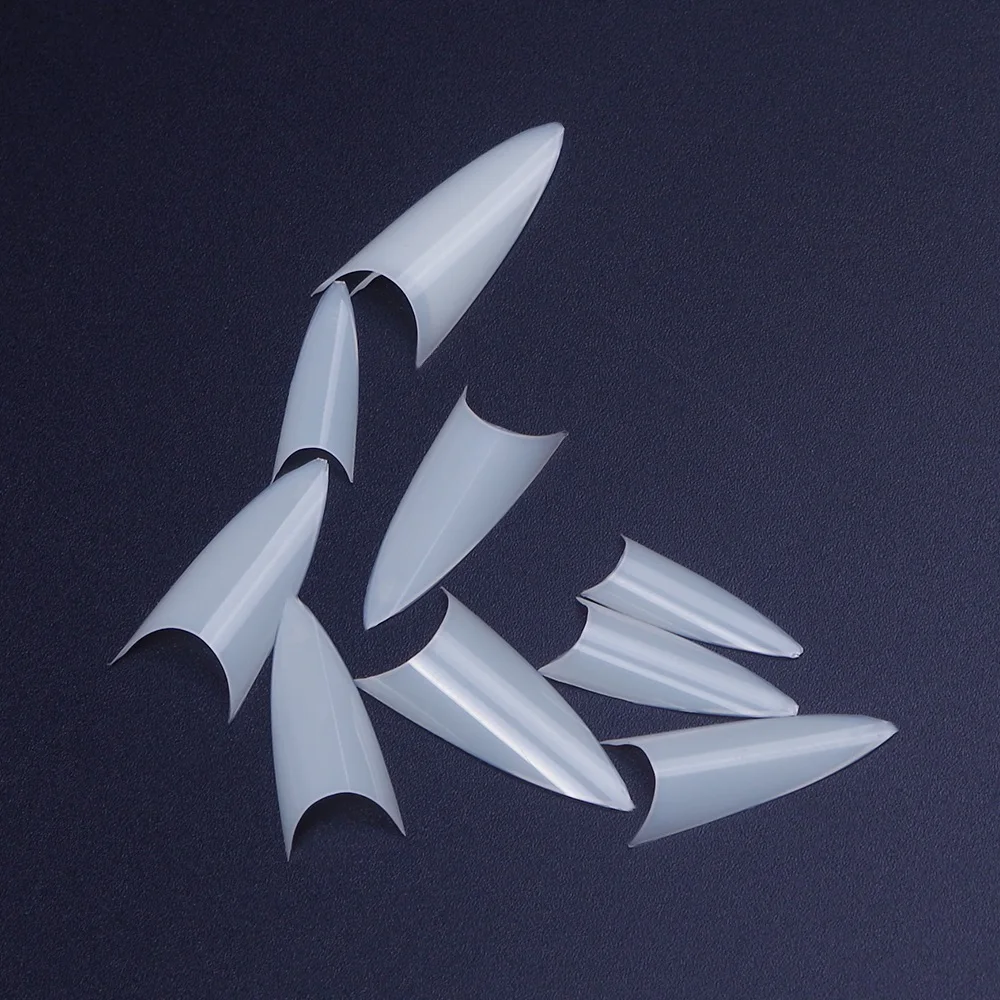 500 шт натуральные акриловые УФ гель французские острые Ложные Типсы для маникюра