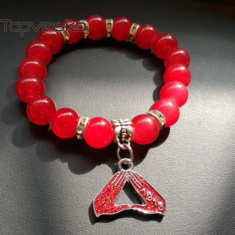Topvesko DST AEO ручной работы Delta Sigma Theta любовь кисточки Шарм браслет ювелирные изделия