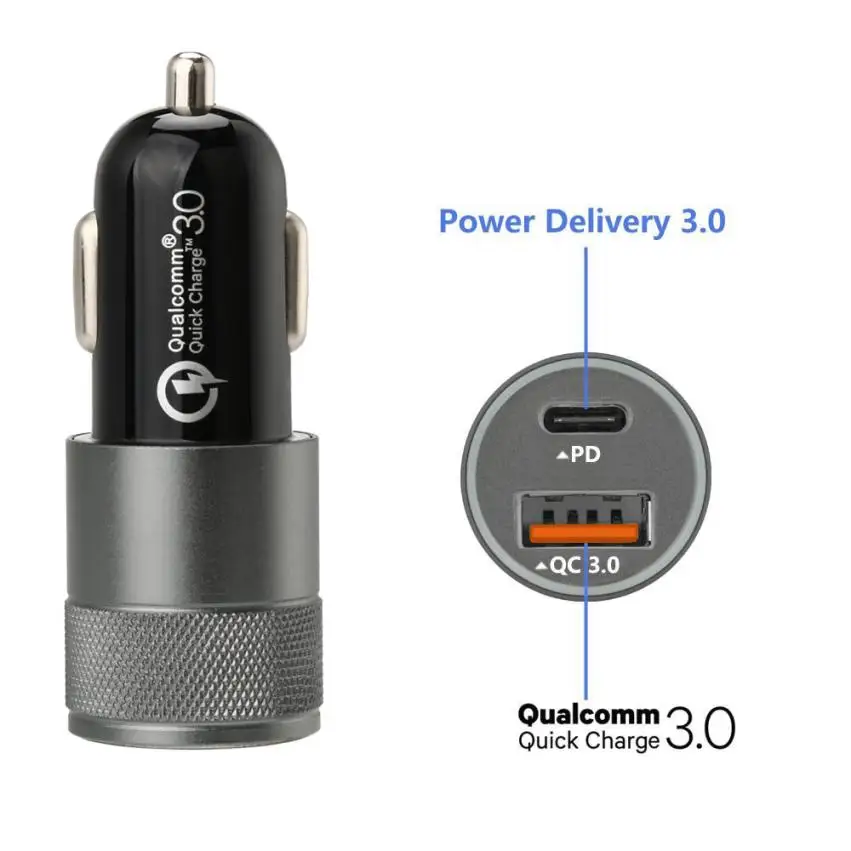 Fest отправка Type C_PD из алюминиевого сплава QC3.0 LED полупрозрачный дисплей двойной USB