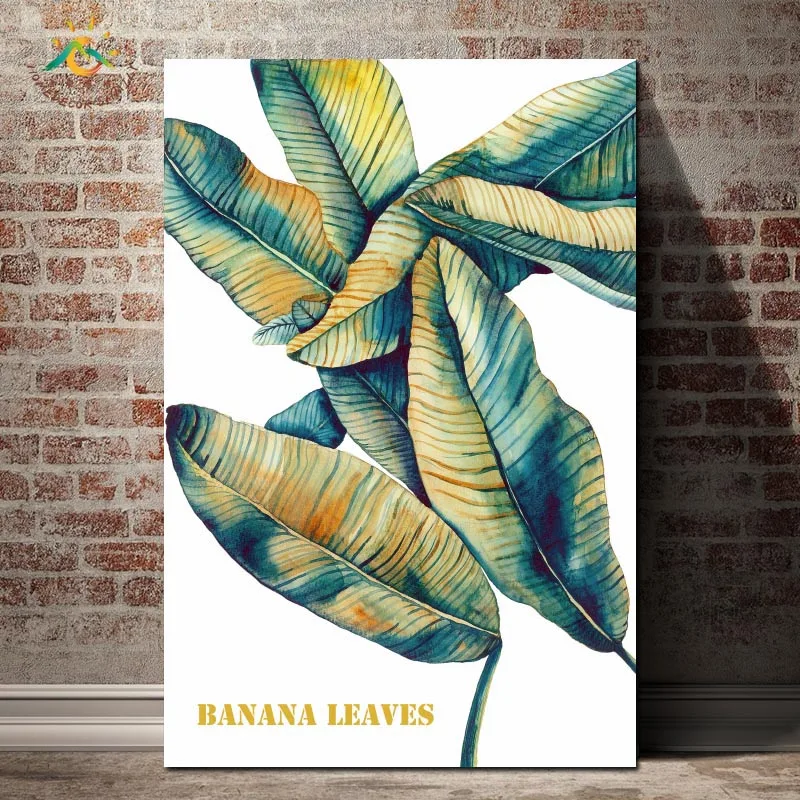 

Banana Leaves Plant Painting Wall Art Canvas Painting Posters and Prints Nordic Canvas Prints Home Decoration for Living Room